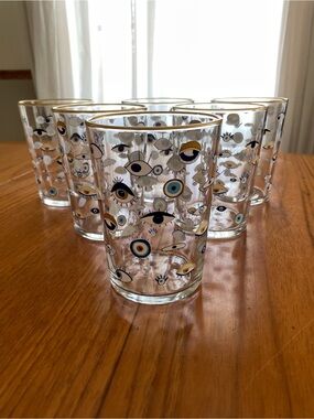 Rakle Evil Eye Drinking Glasses With Gold Rims Anthropologie
